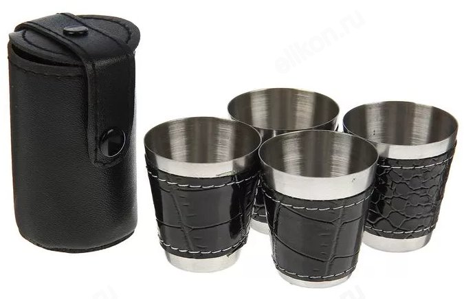 Набор рюмок из экокожи (4 шт*30мл)